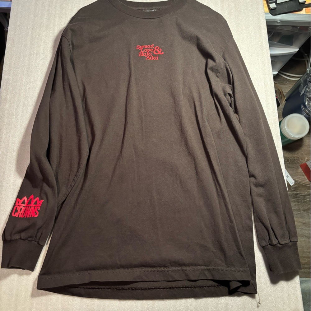 Crowns Guam Black Long Sleeve Shirt with Red Accents
